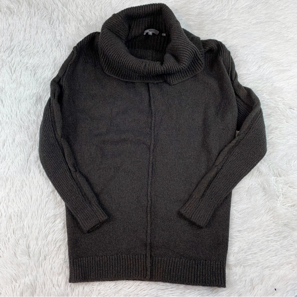 Vince long sleeve turtleneck wool camel blend‎ tunic sweater in black